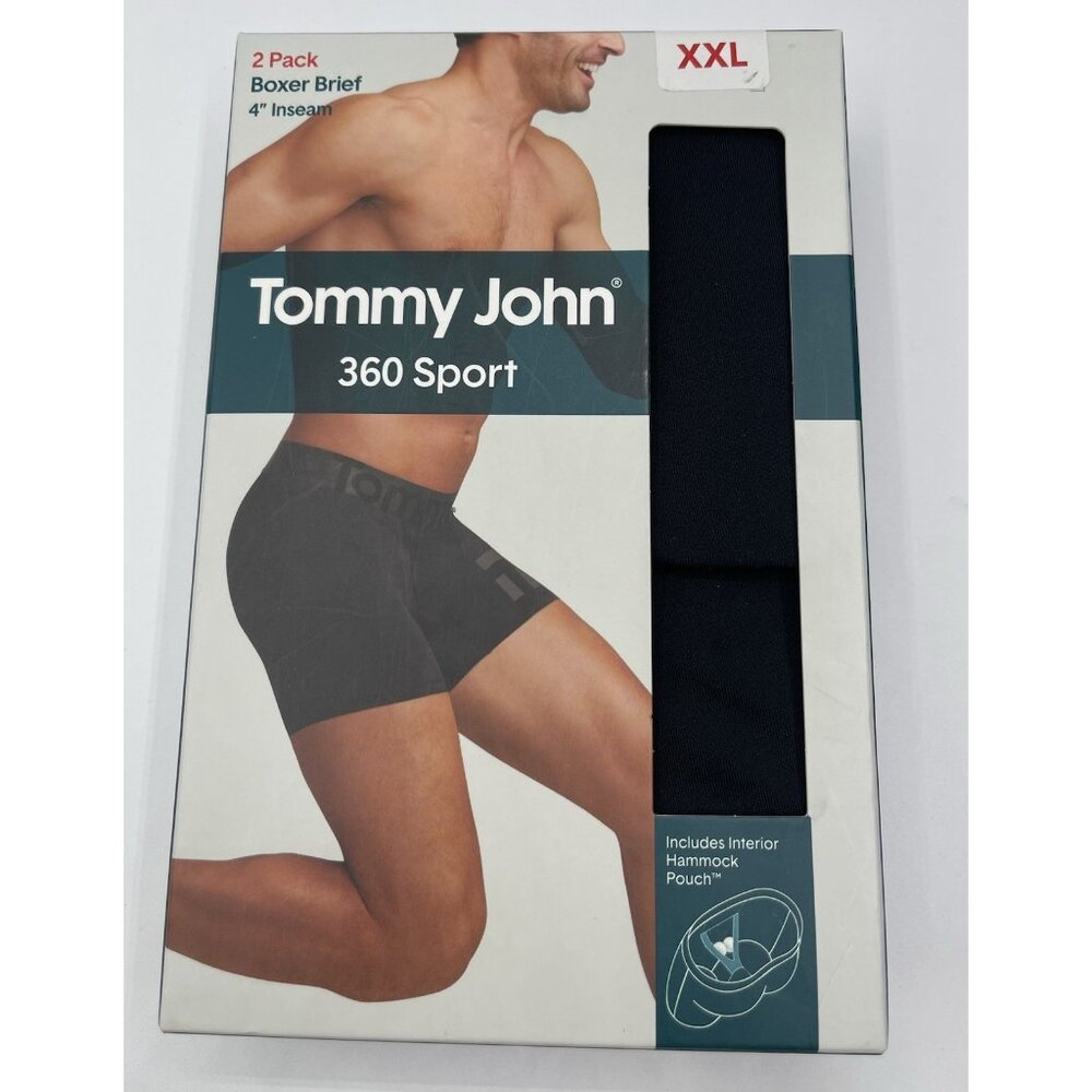 Tommy‎ John Boxer Briefs 4" Inseam Mens Size XXL  Black/Black 2 Pack